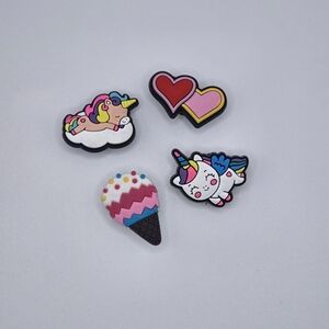 Colorful Unicorn and Heart Shoe Charms